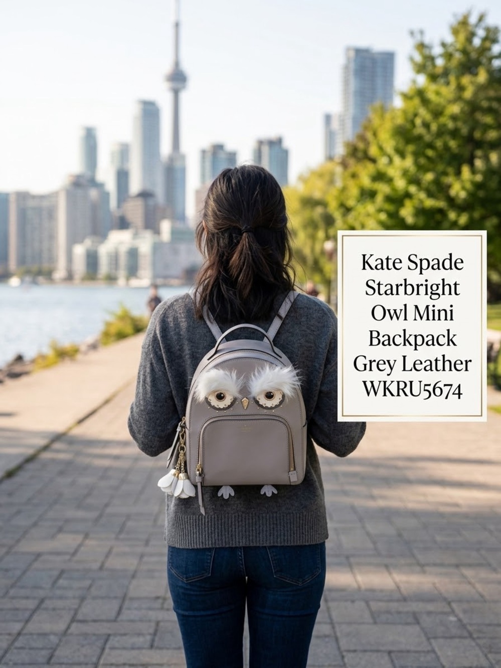 Women's Taupe Owl Accent Mini Backpack